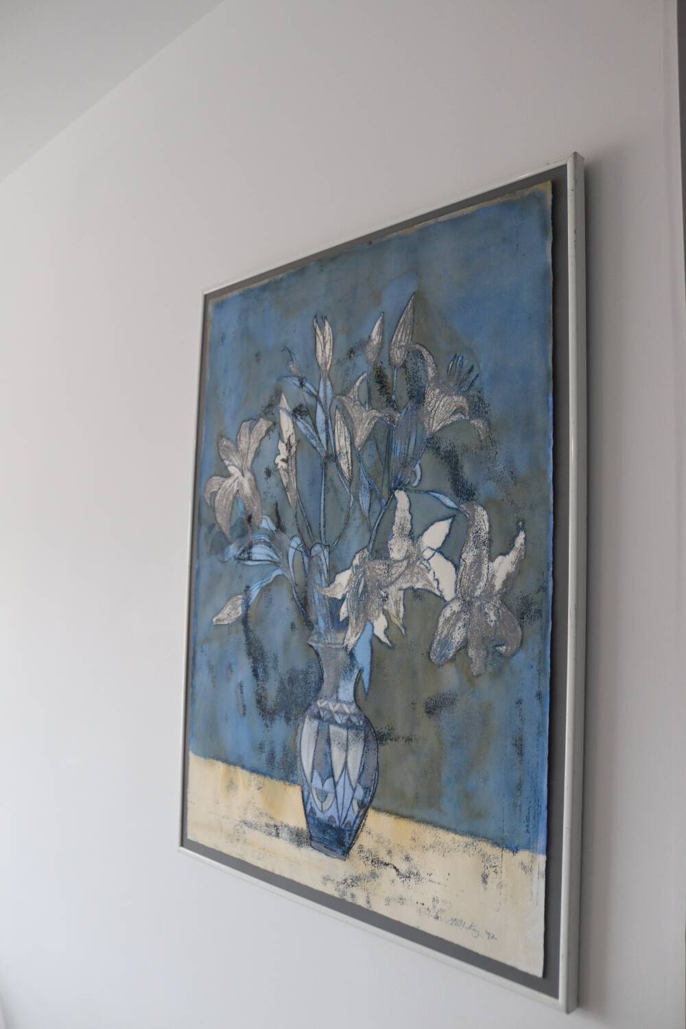 Large watercolor, pastel and ink painting signed Maria Blackey 1997