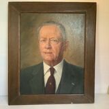 Large portrait painting of a man, oil on canvas, signed.
