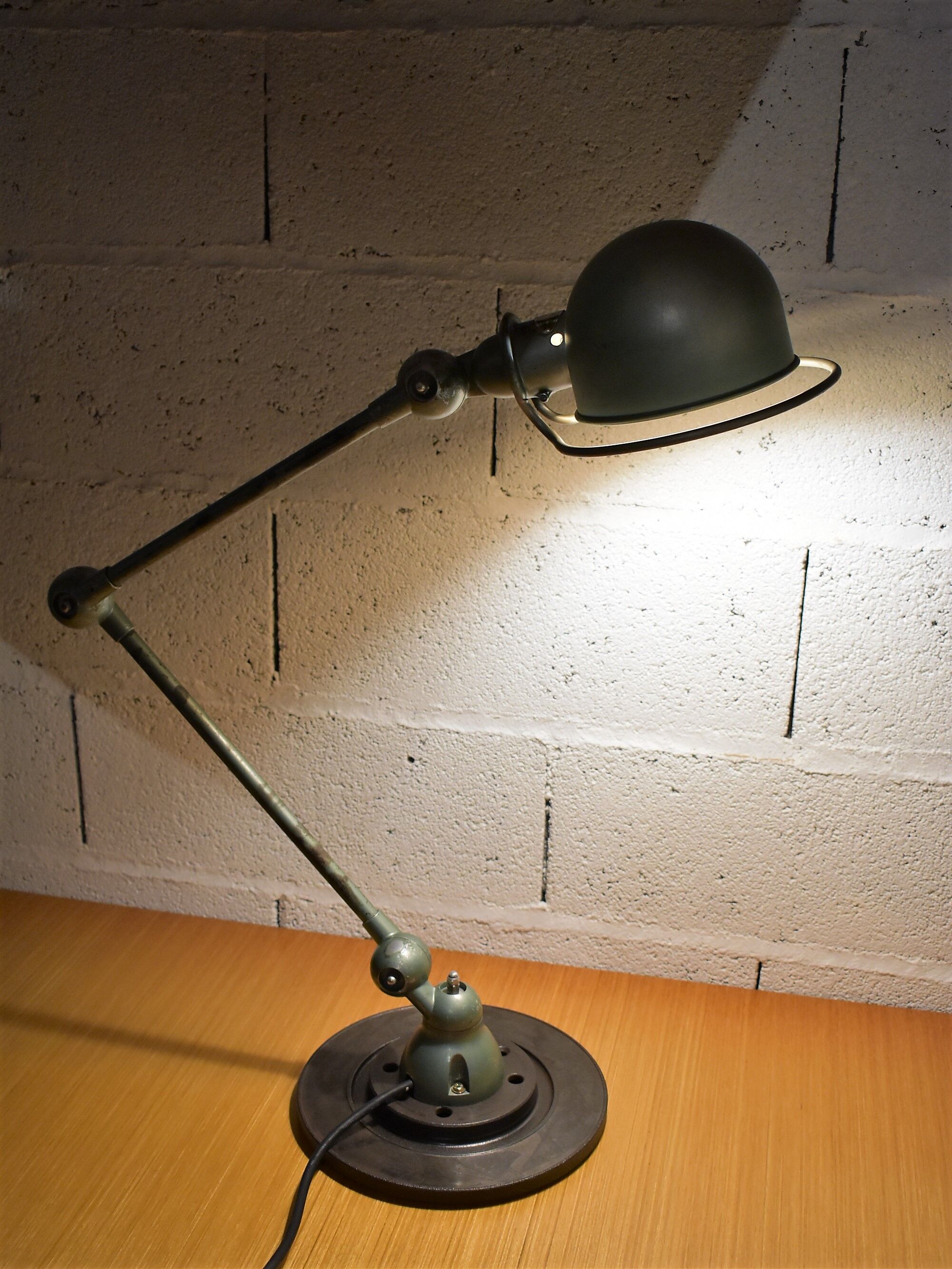 Green Jielde Industrial lamp on base