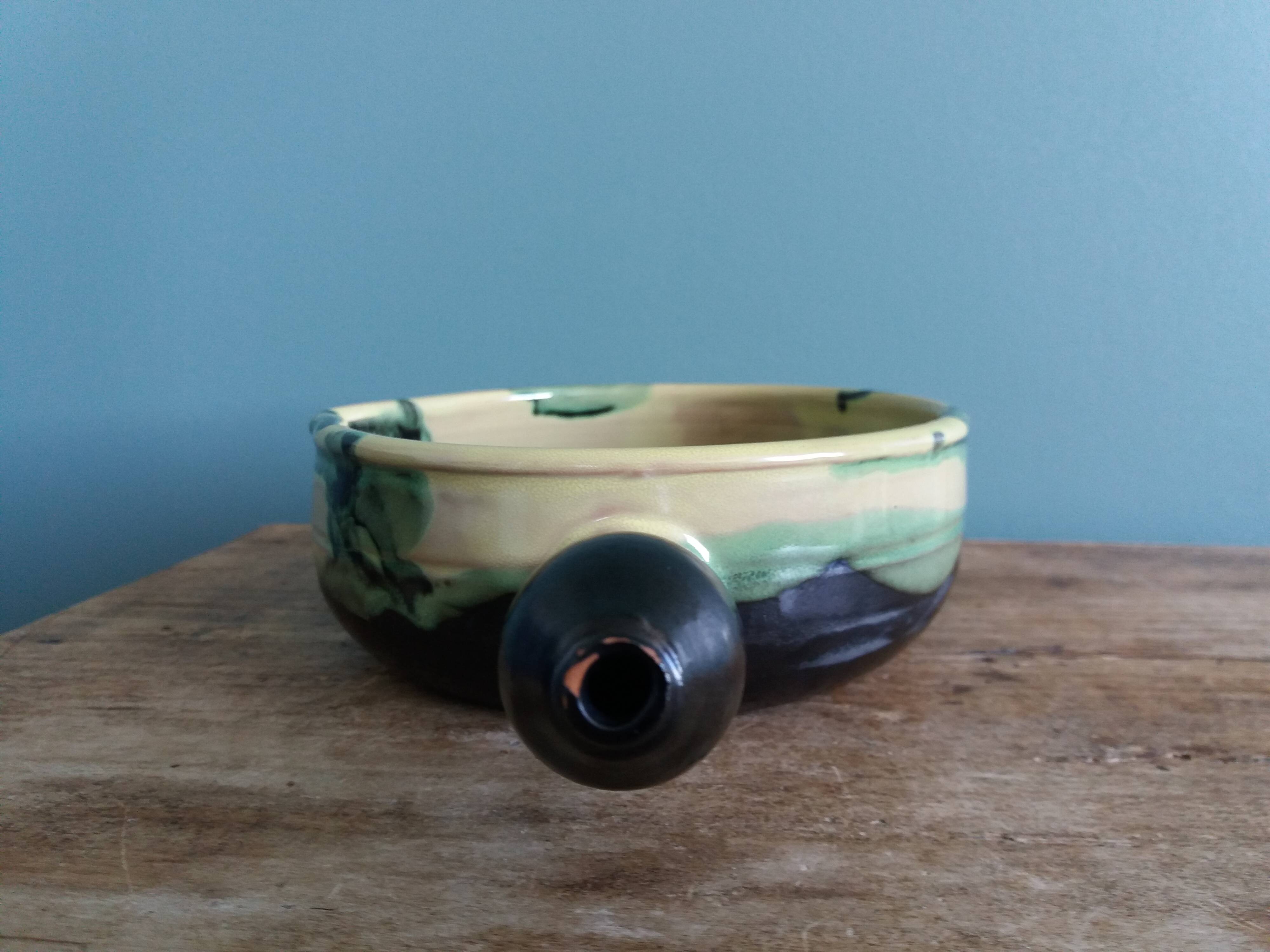 Caquelon signed André Chaudemanche in Malicorne clay