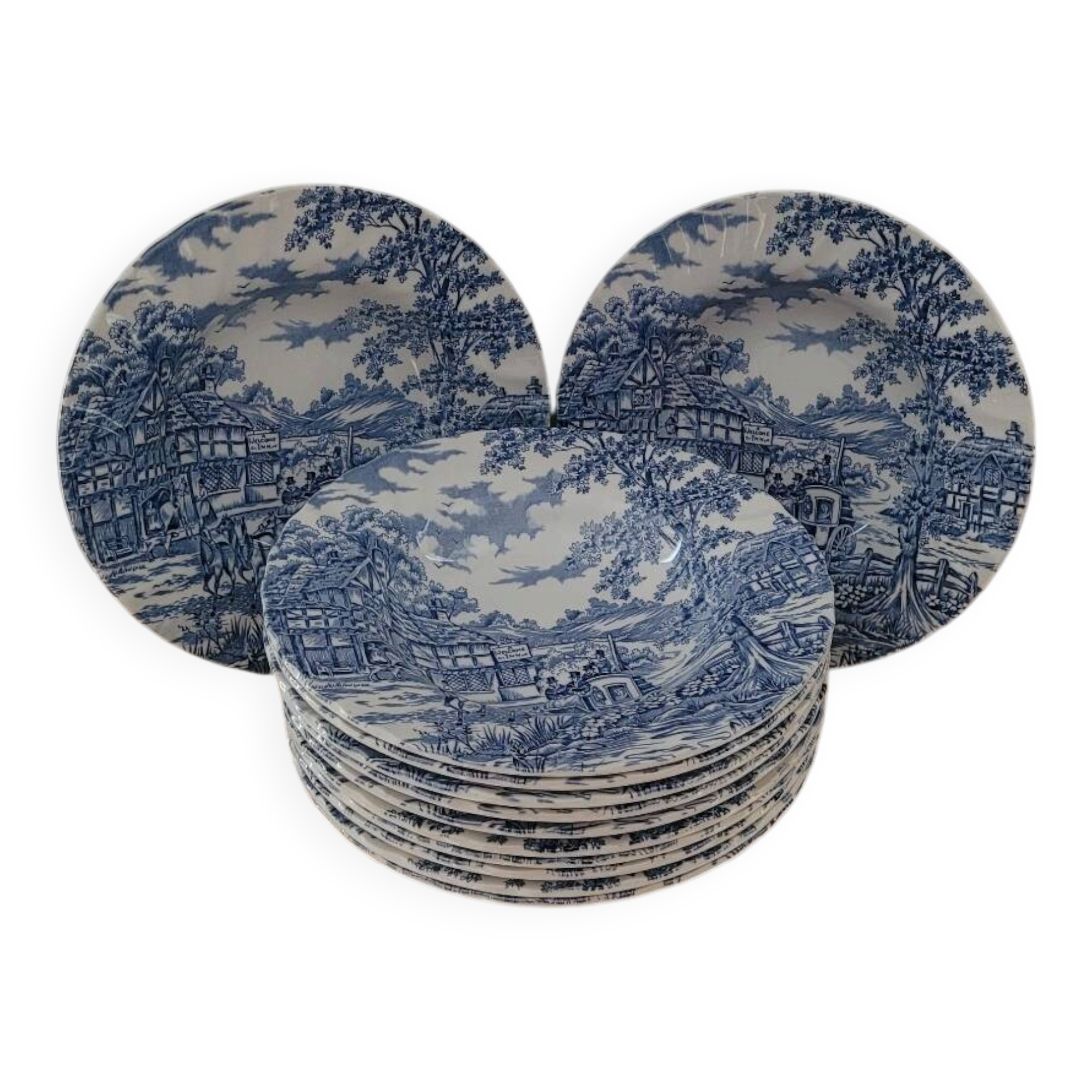 Deep plates "Coaching Days" – Alfred Meakin, Staffordshire