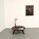 Brutalist Circular Coffee Table in Solid Wood – Brazilian Folk Art