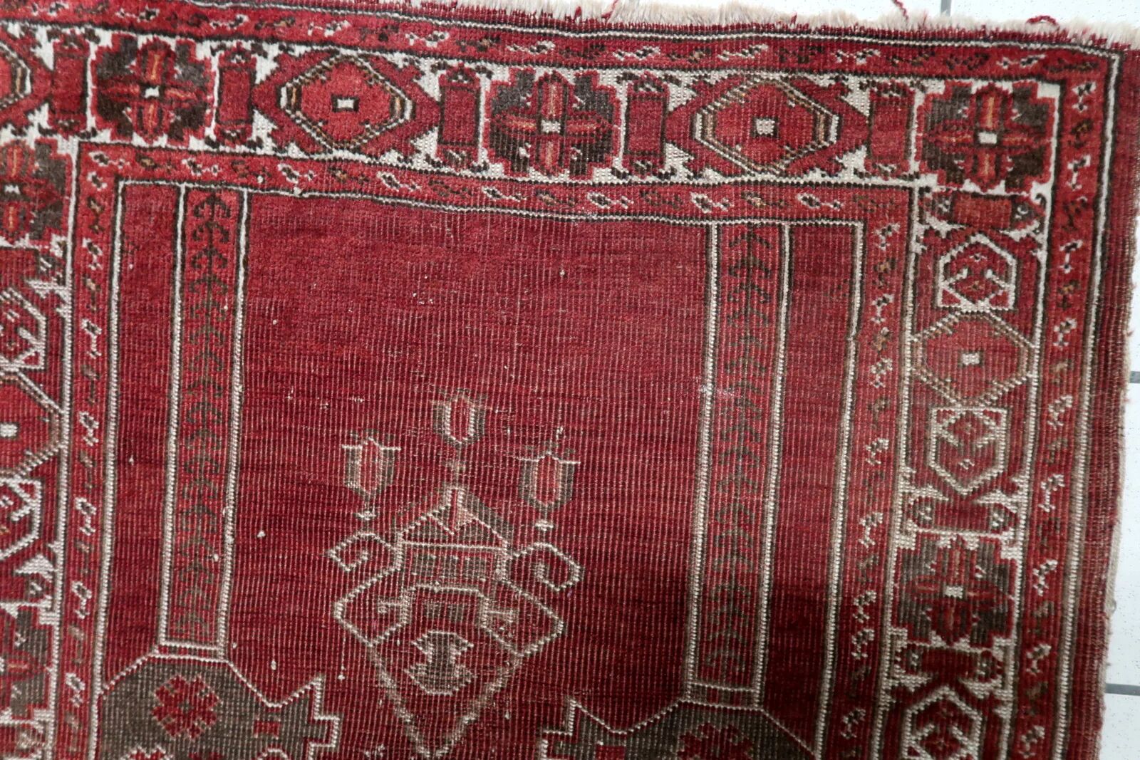 Antique Turkish Konya handmade prayer rug 2.7' x 3.6' 1920s - 1C1220