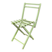 Chaise pliante enfant en bois vert patiné