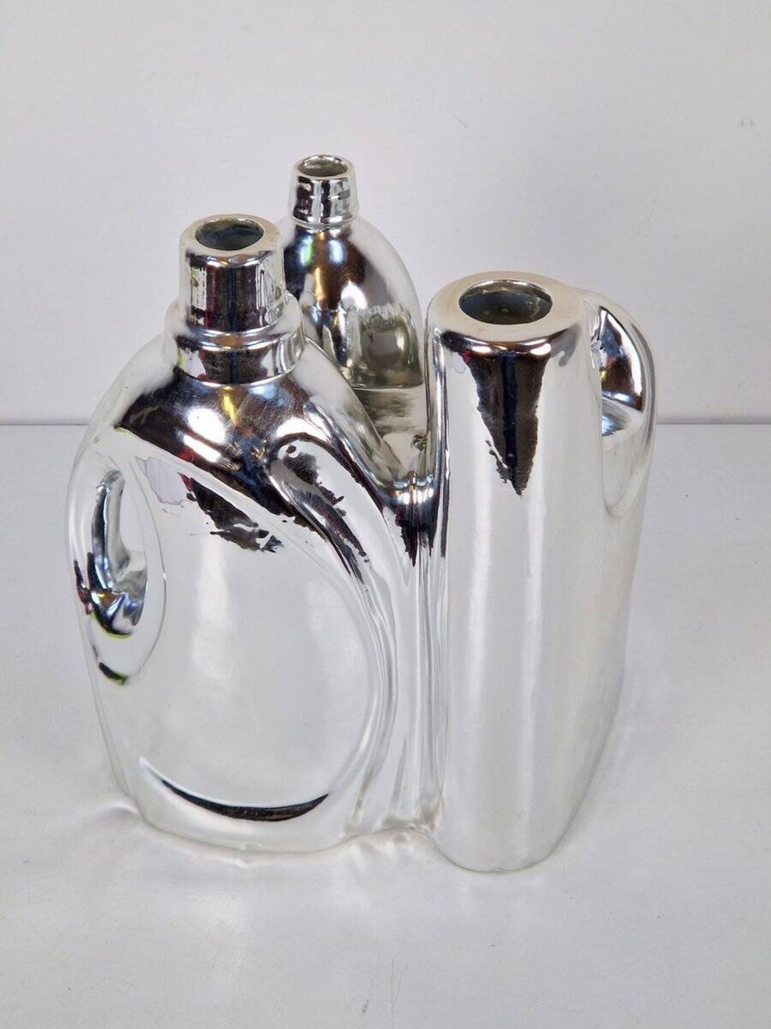 Silver Ceramic Vases and Cleaning Bottles from Pols Potten, 1990s, Set of 3
