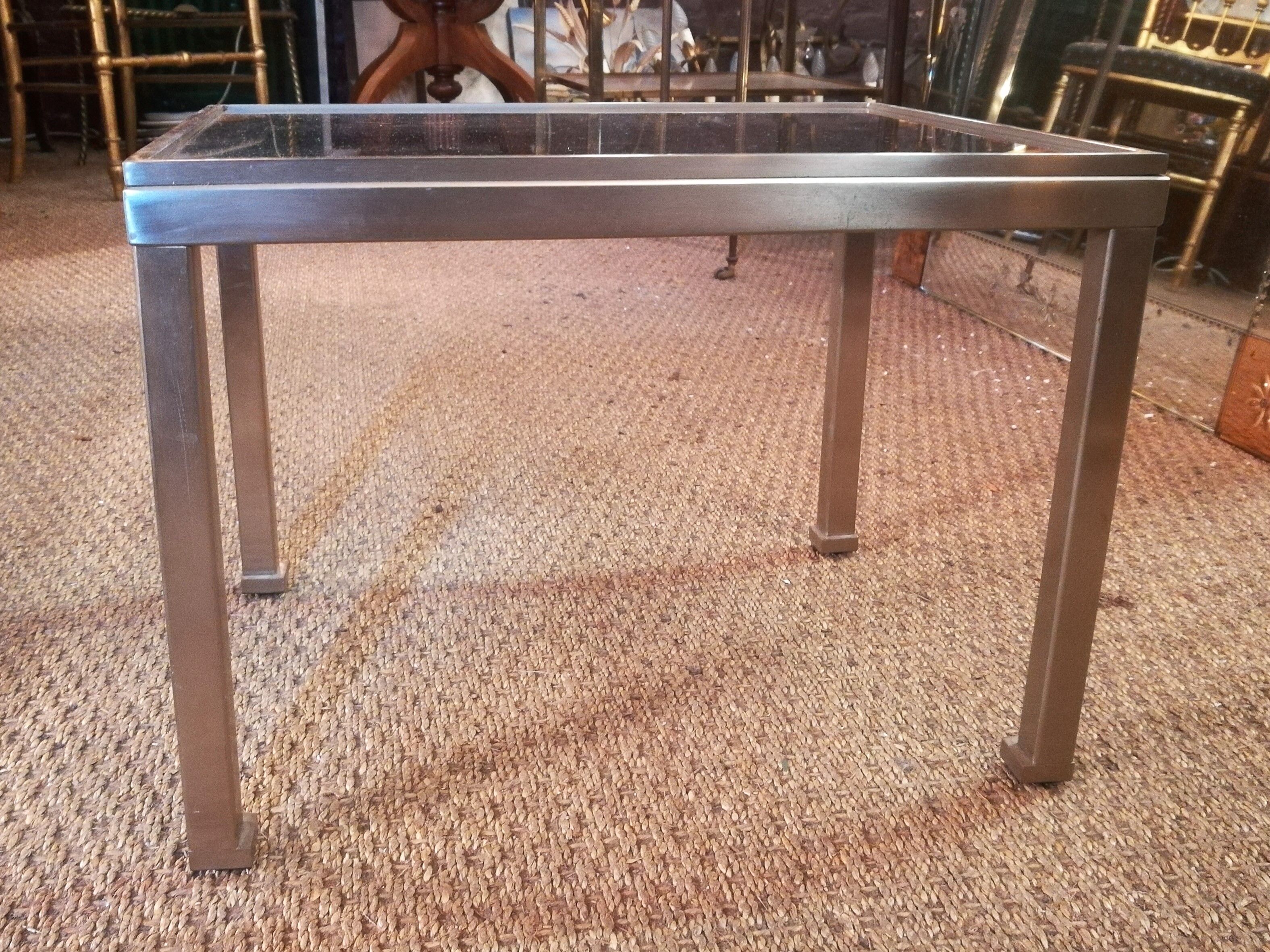 Guy Lefèvre for maison Jansen sofa tip in brushed steel