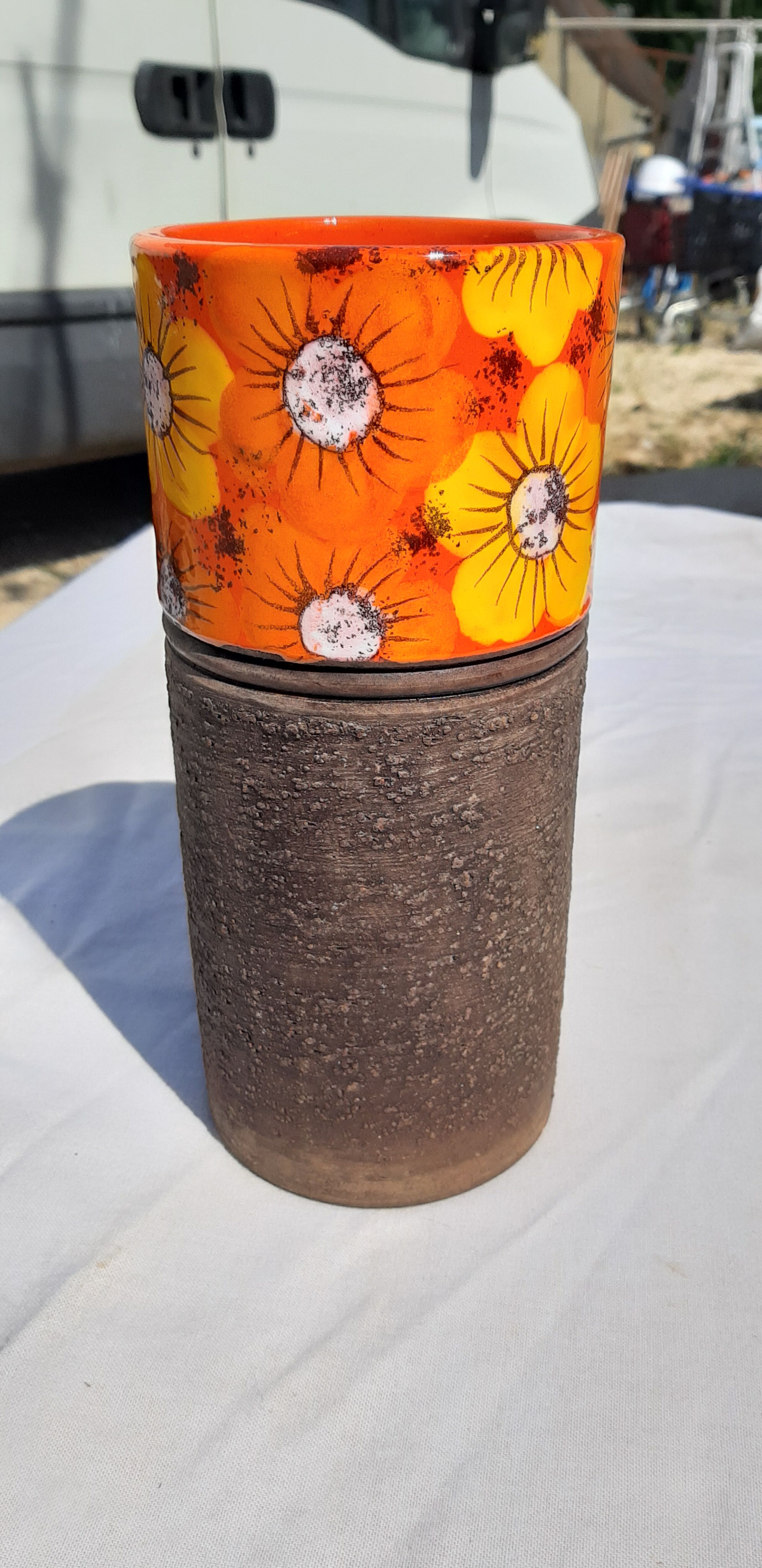 Vintage Vase Enamelled Sandstone of Scandinavian Style