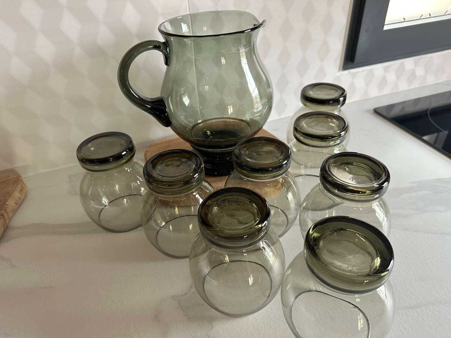 Carafe & vintage glasses service 70'