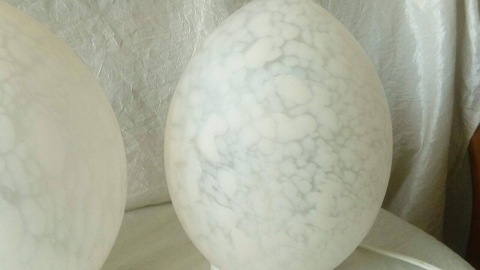 Pair of marble glass egg lamps