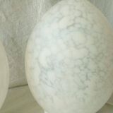 Pair of marble glass egg lamps