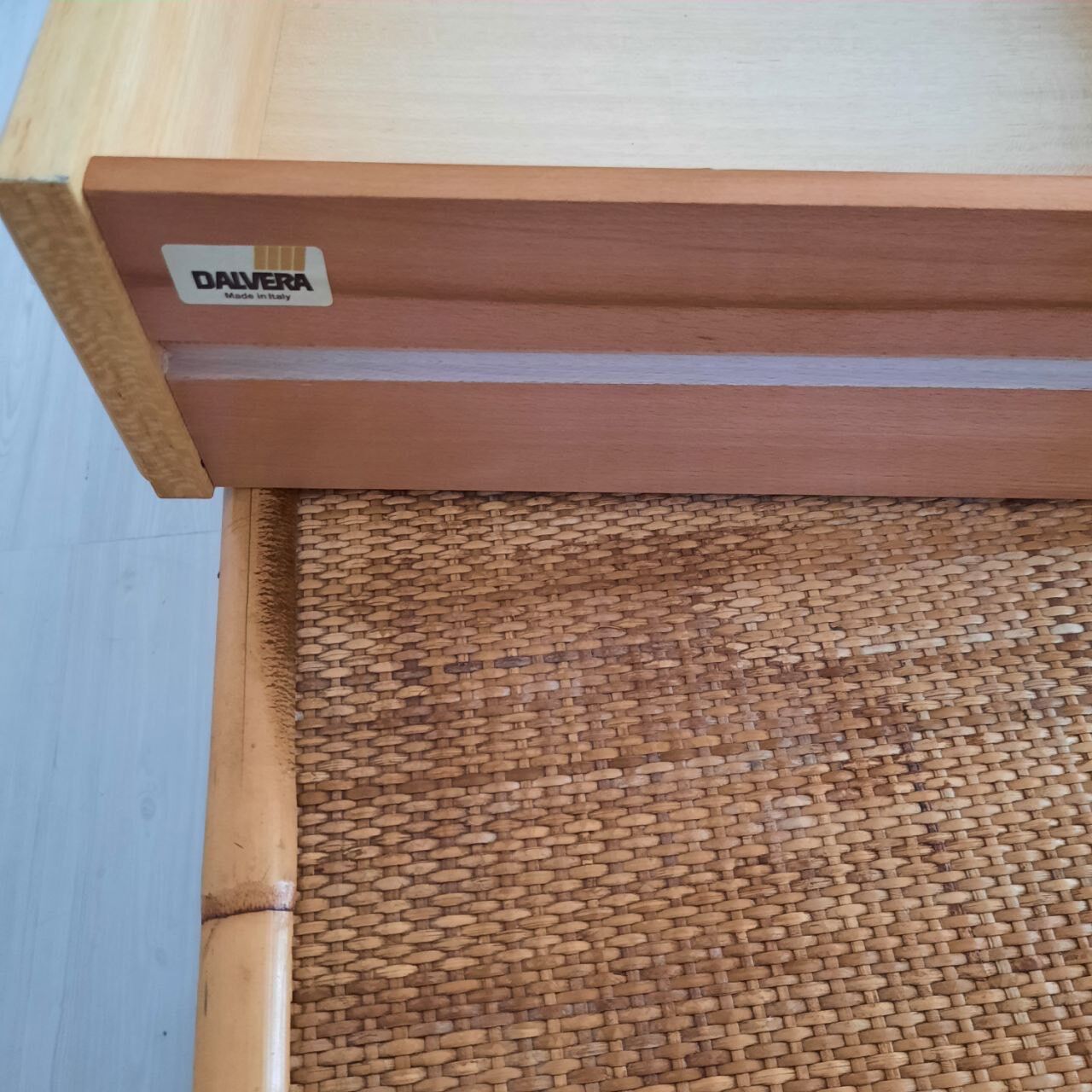 Pair of wicker and bamboo desks, Dal Vera, vintage