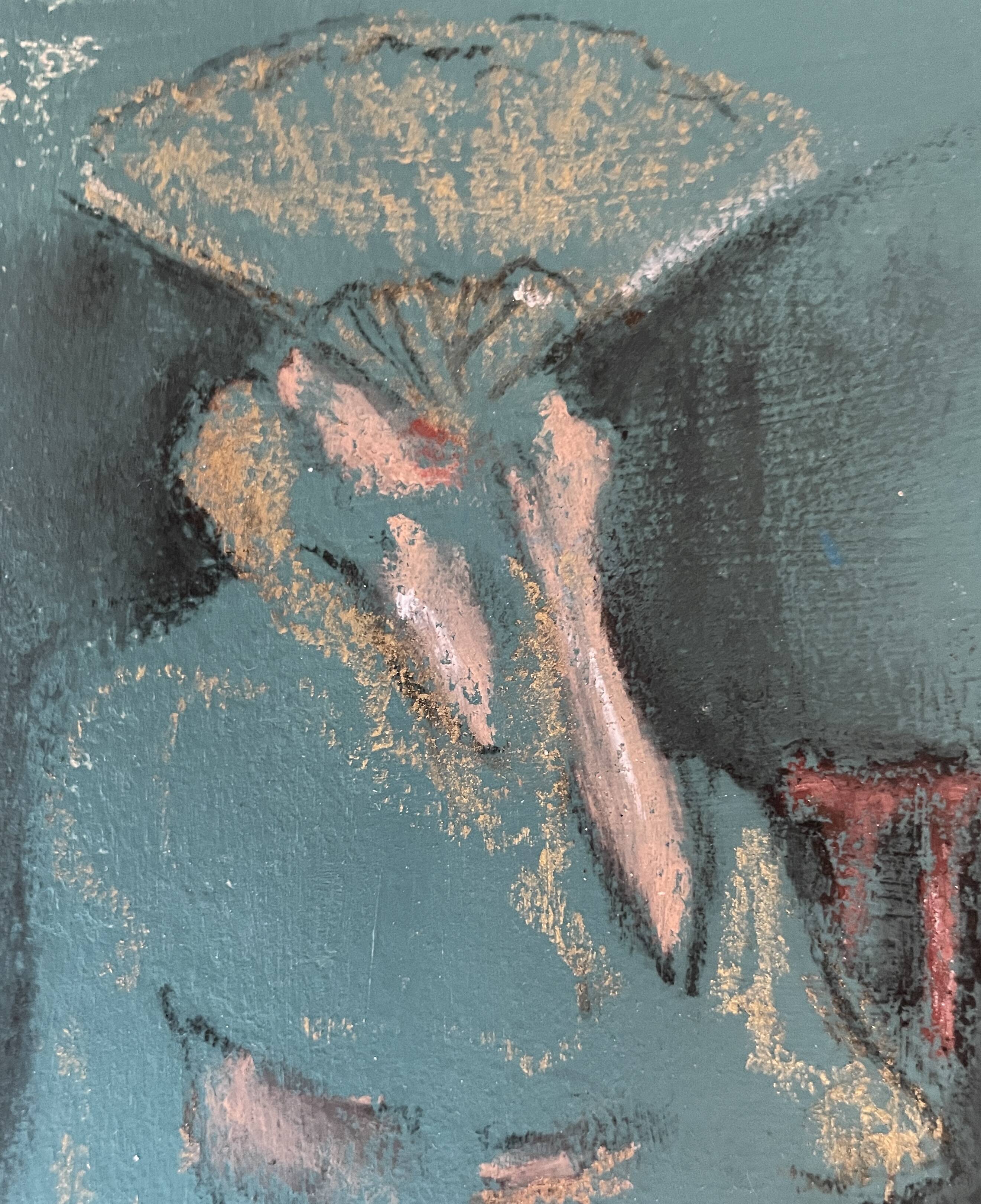 Oil painting signed woman with “fan”