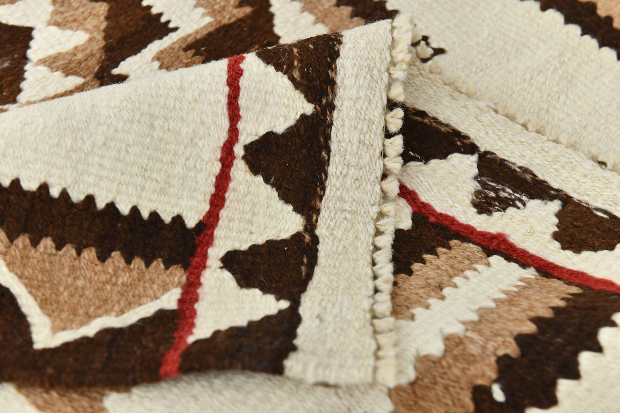 Tapis kilim vintage marron & beige