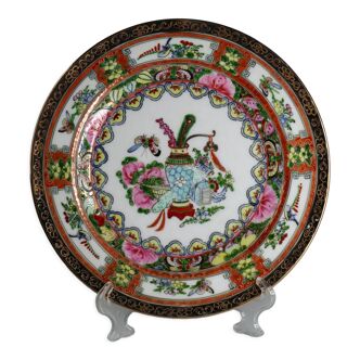 Vintage Hand Painted in Macau Porcelain Plate, Chinese Famille Rose Plate