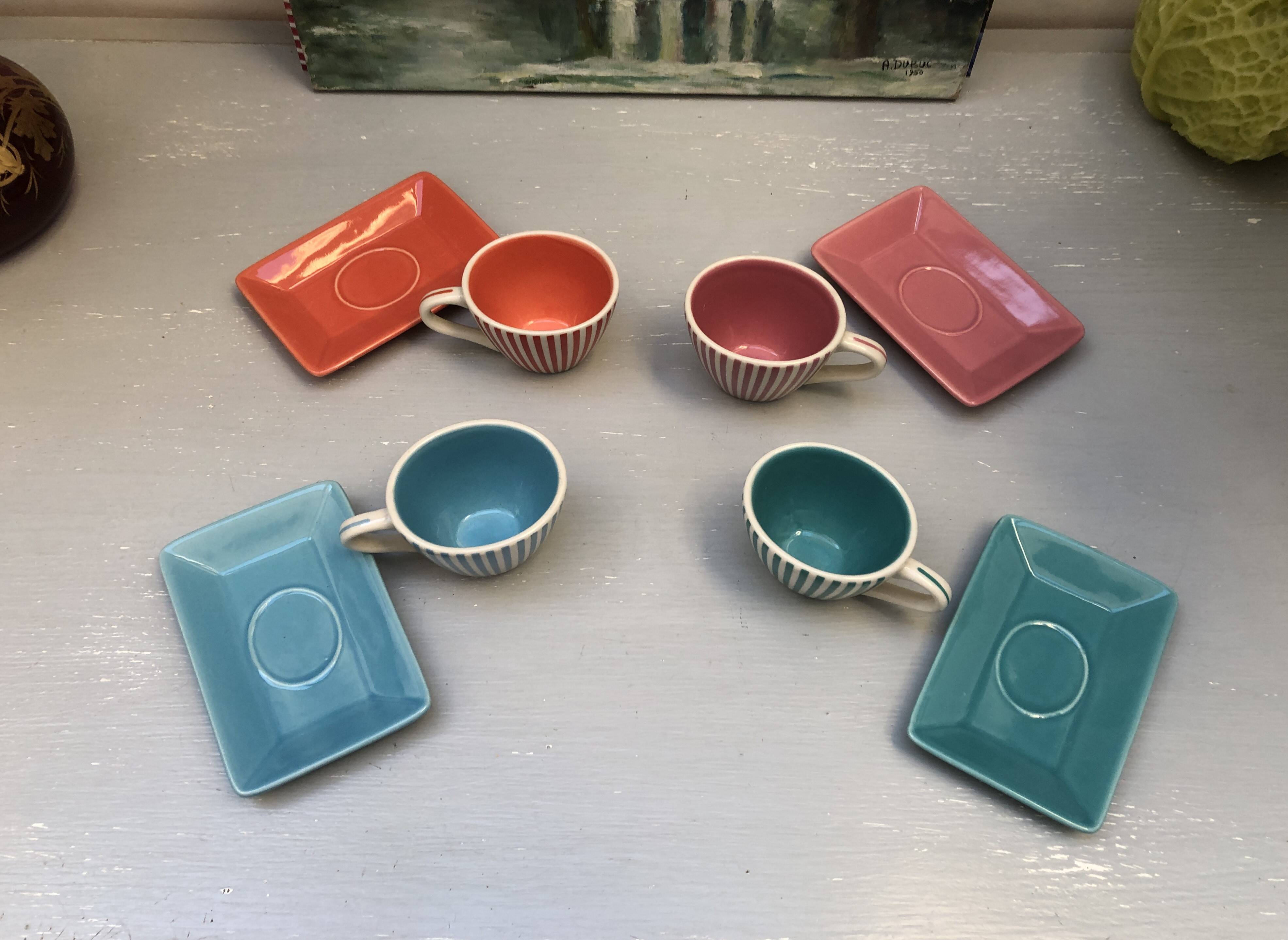 4 vintage ceramic coffee mugs edited by lbvyr circa