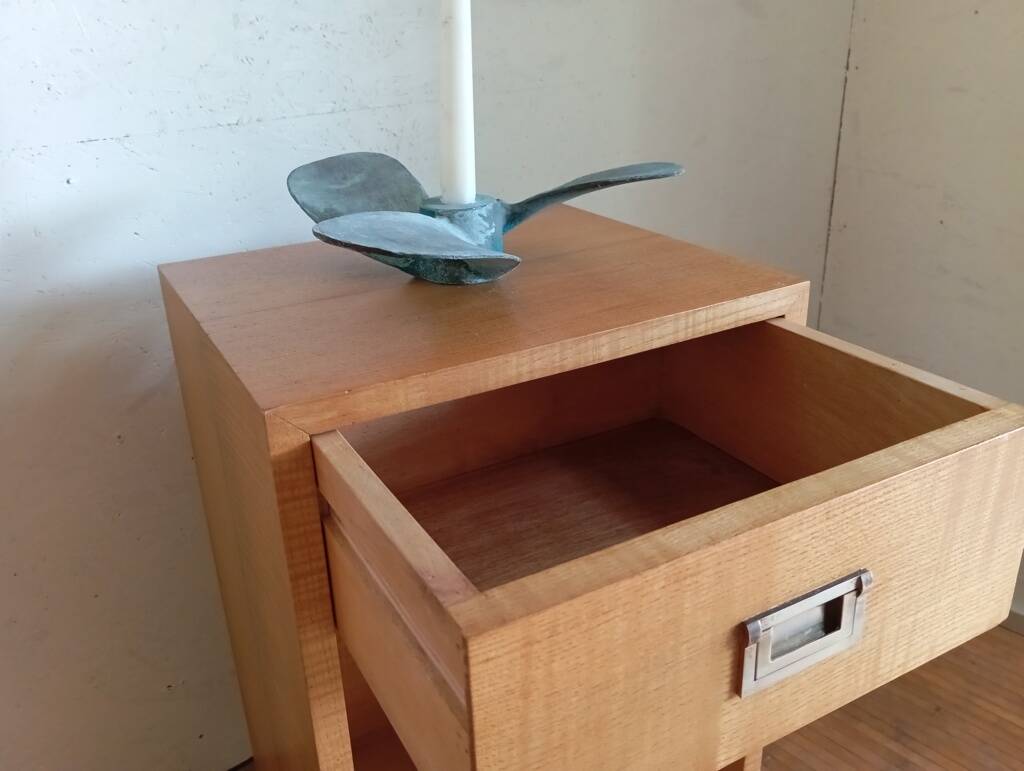 Pair of elm bedside tables