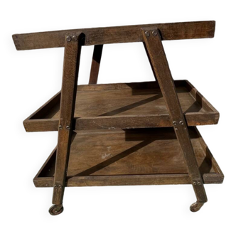 Wooden serving trolley