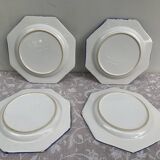 Set of 4 octagonal pearl plates in glazed earthenware 1950