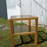 Pair of wood/smoked glass square coffee table
