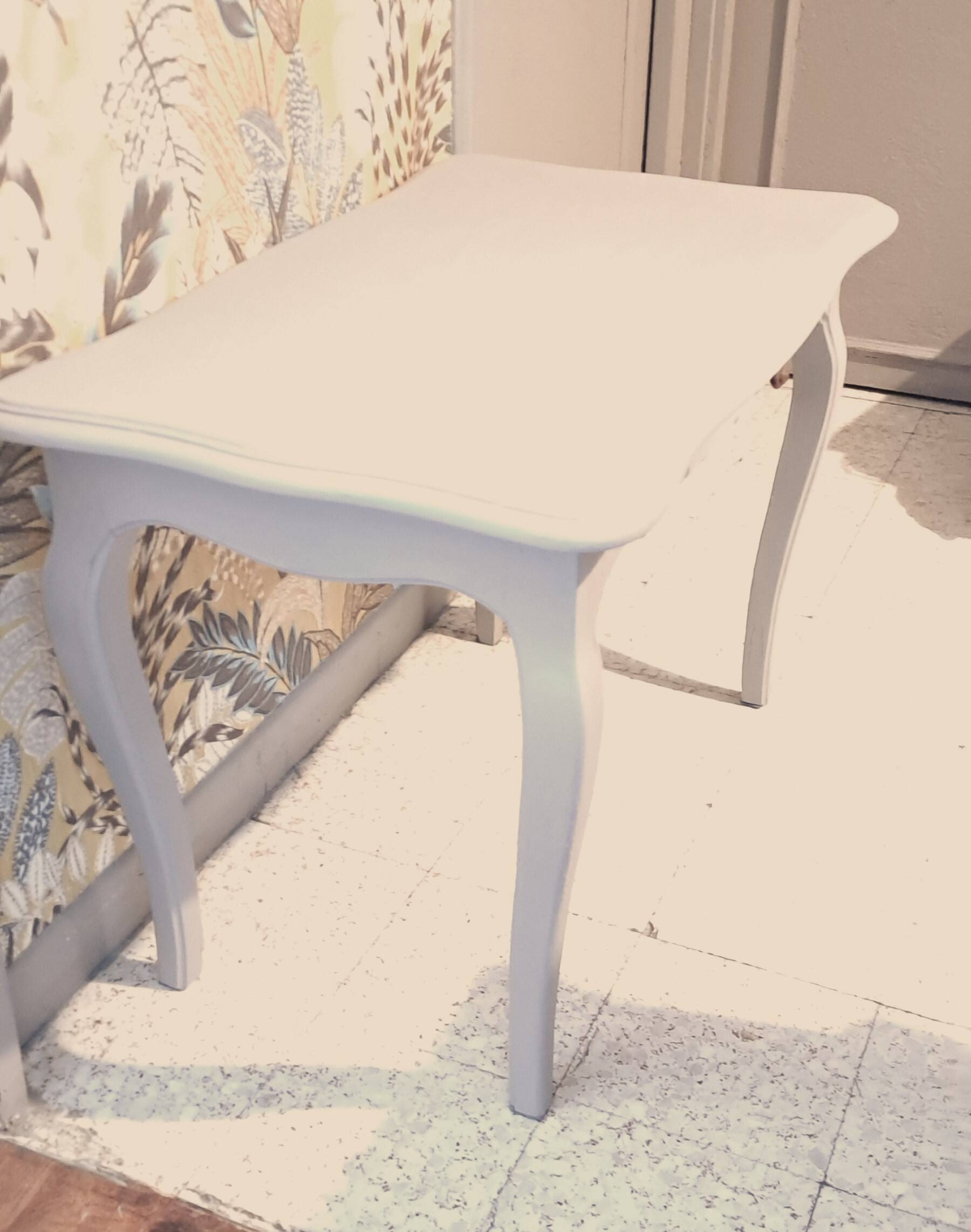 Rectangular solid wood coffee table painted gray 1960