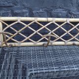 Vintage 60s 3-branch rattan metal coat hook