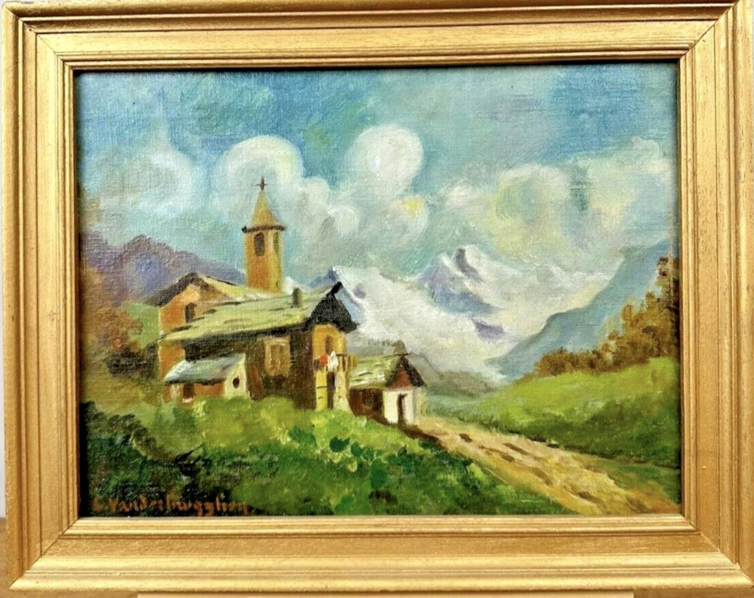 Oil painting on canvas mountain landscape