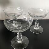 4 glasses of carved crystal champagne