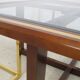 Coffee table with 4 pieces of wooden sofa and gilded brass