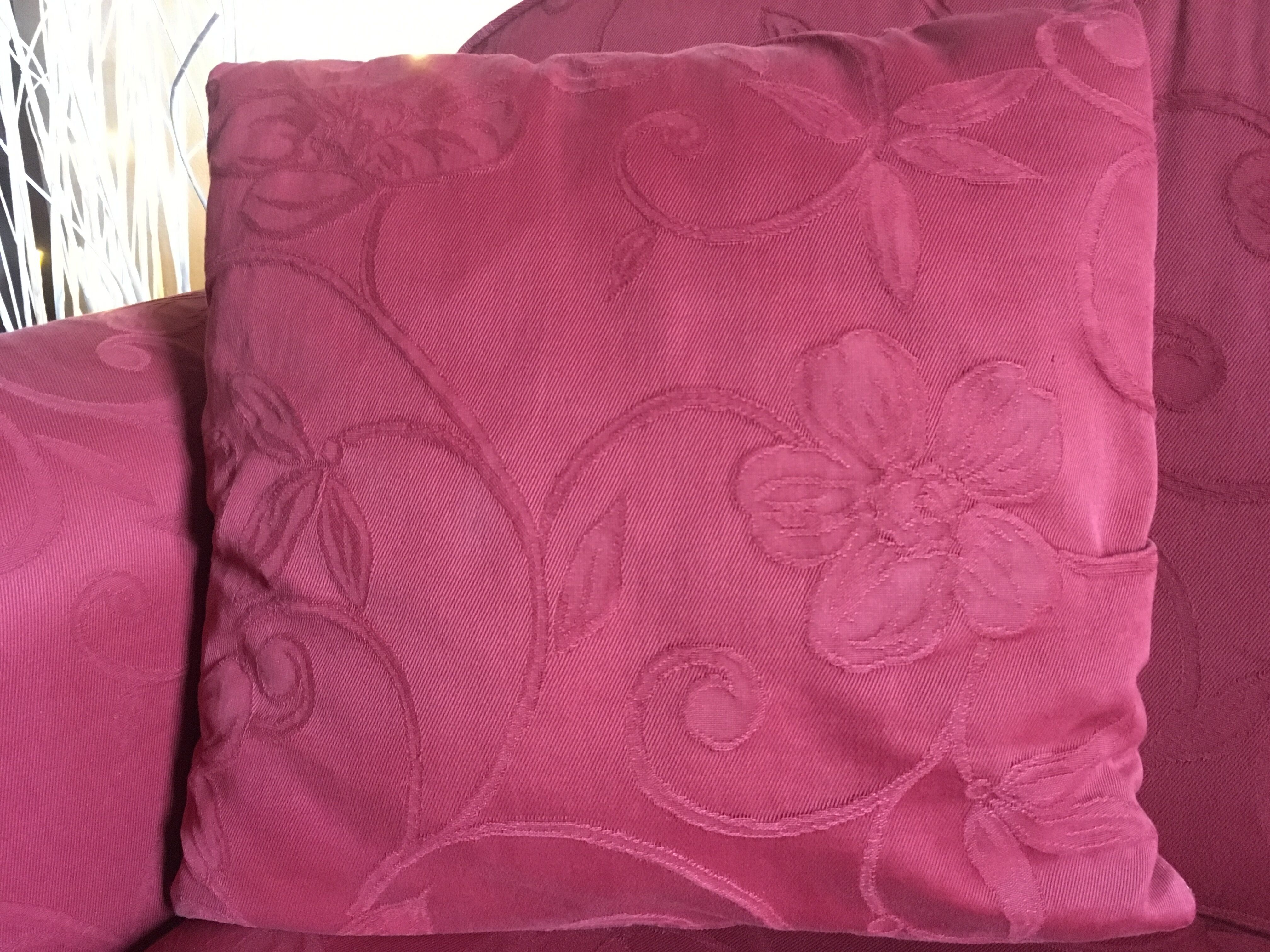 Red fabric sofa