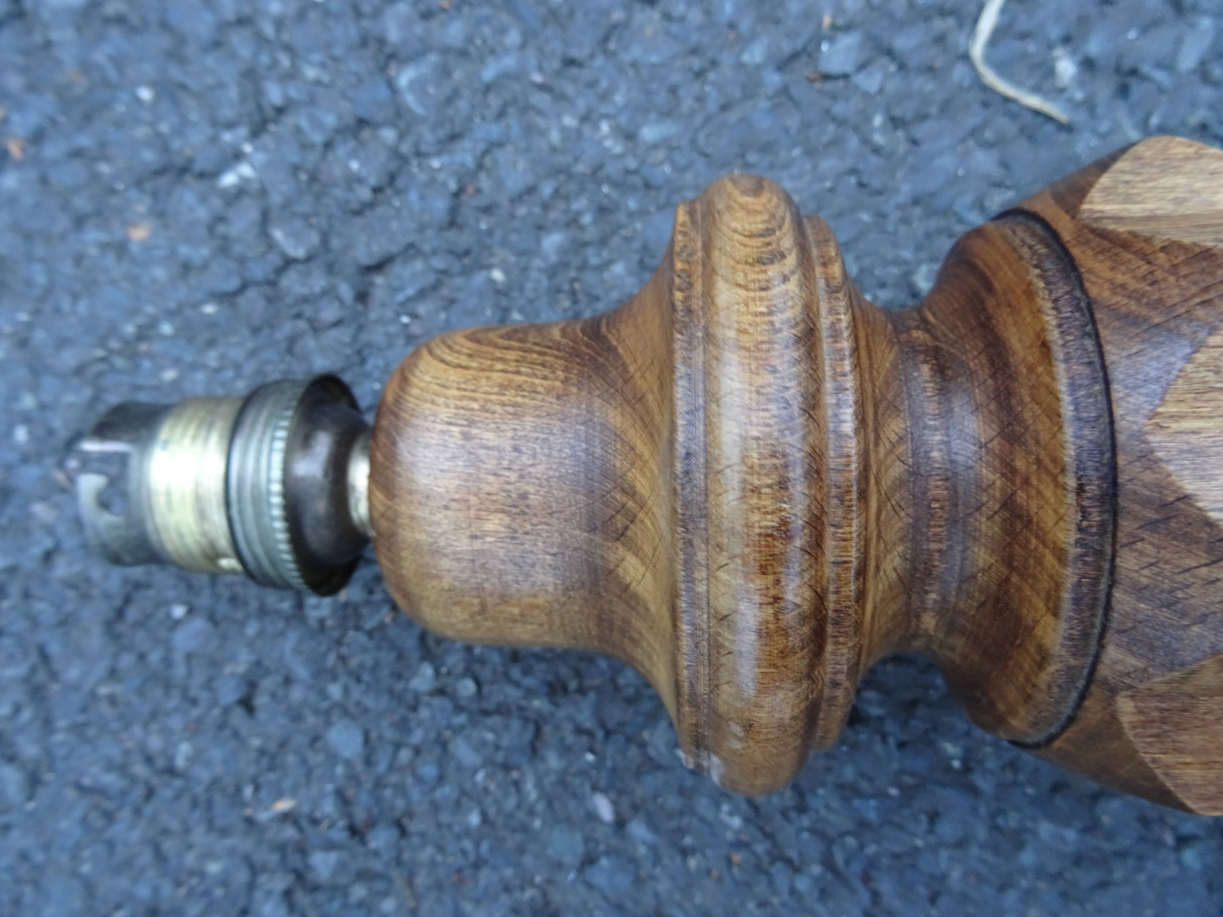 Turned wooden foot lamp