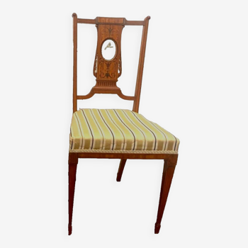 Louis XVI style bedroom chair in 19th century veneer wood