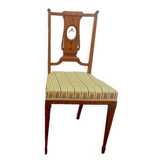 Chaise de chambre de style Louis XVI en bois de placage XIX siècle