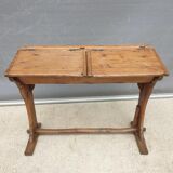 Double school wood desk from 1880 for decoration