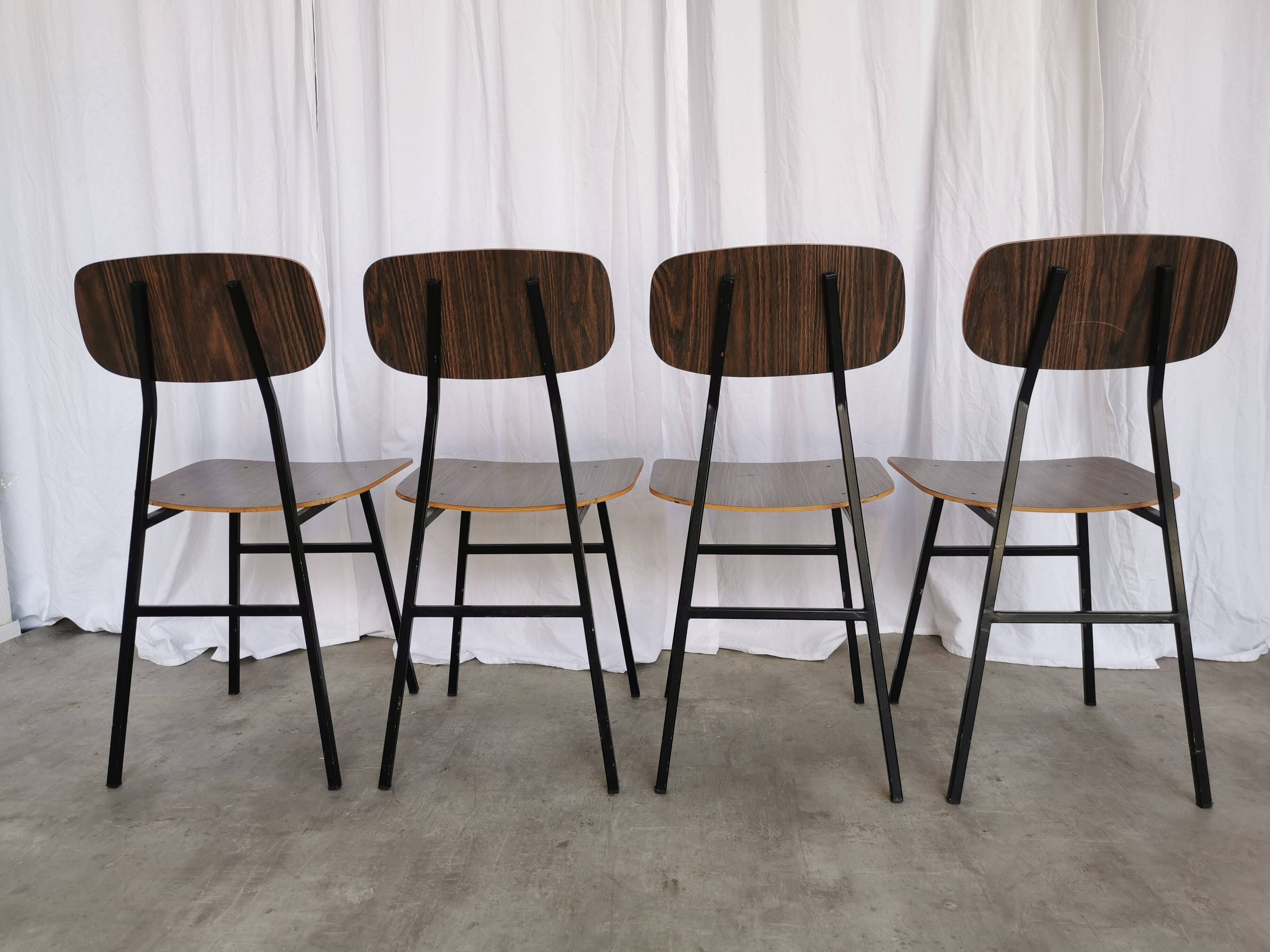 Vintage Industrial School Chairs - STOL Kamnik - 70s Yugoslavia - Set of 4