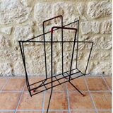 Vintage black metal magazine holder, circa 50's