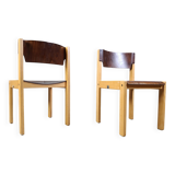 Mid-Century Brown and Birch Stacking Chairs set of 5