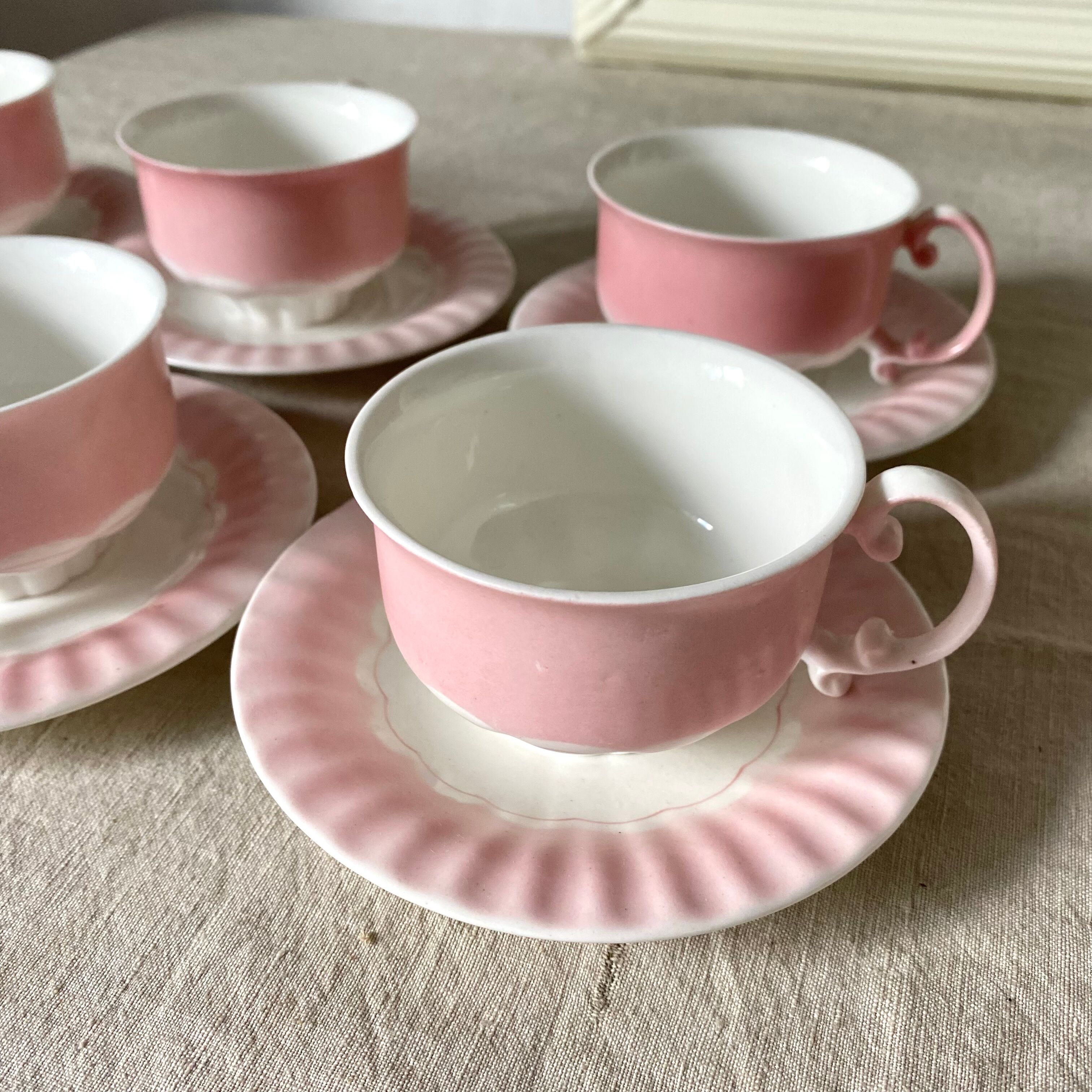 Pink vintage porcelain cups