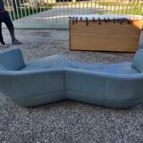 Canape design roche bobois blue leather