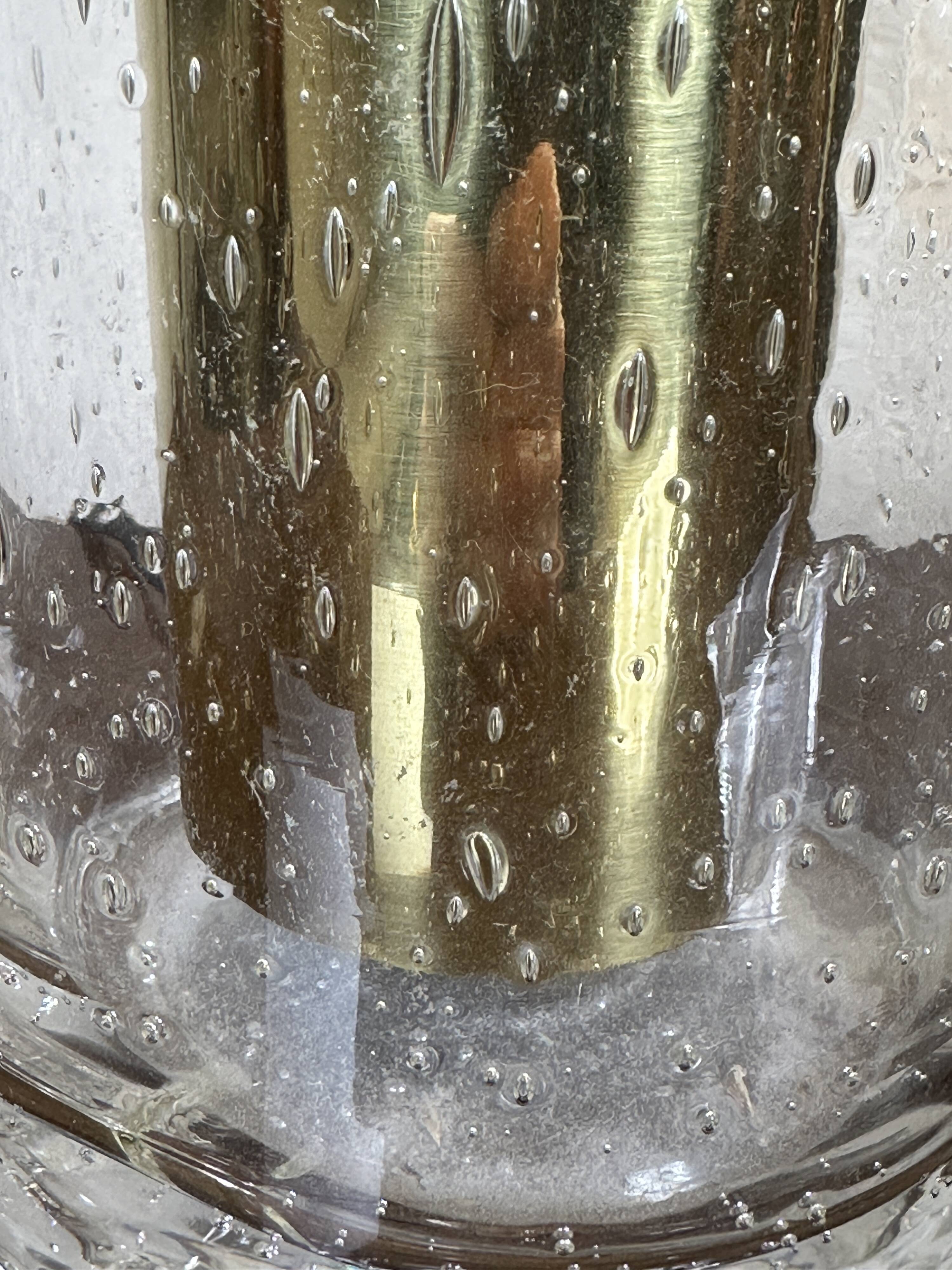 Space Age table lamp in bubbled glass and brass, 1970s