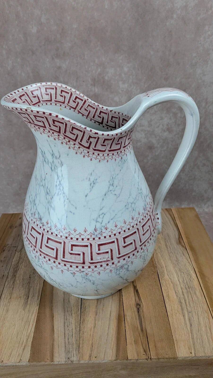 Antique toilet bowl Kg Lunéville Athens model red decor – large size