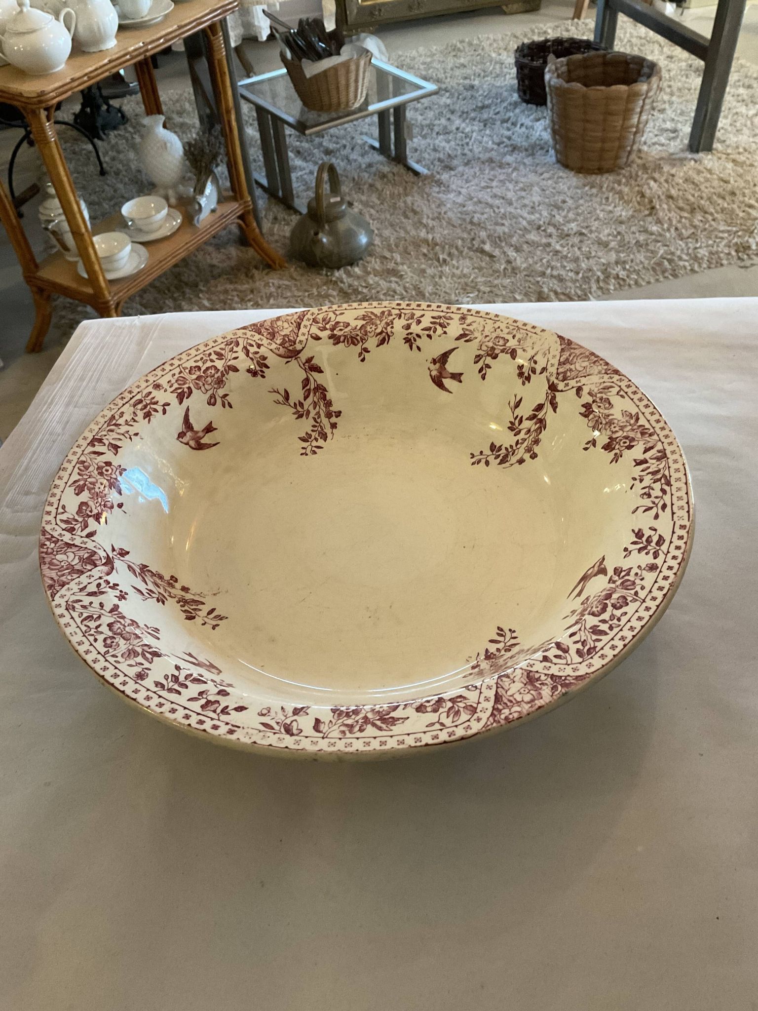 Plat creux Terre de fer faience grand dépôt e.bourgeois.rose
