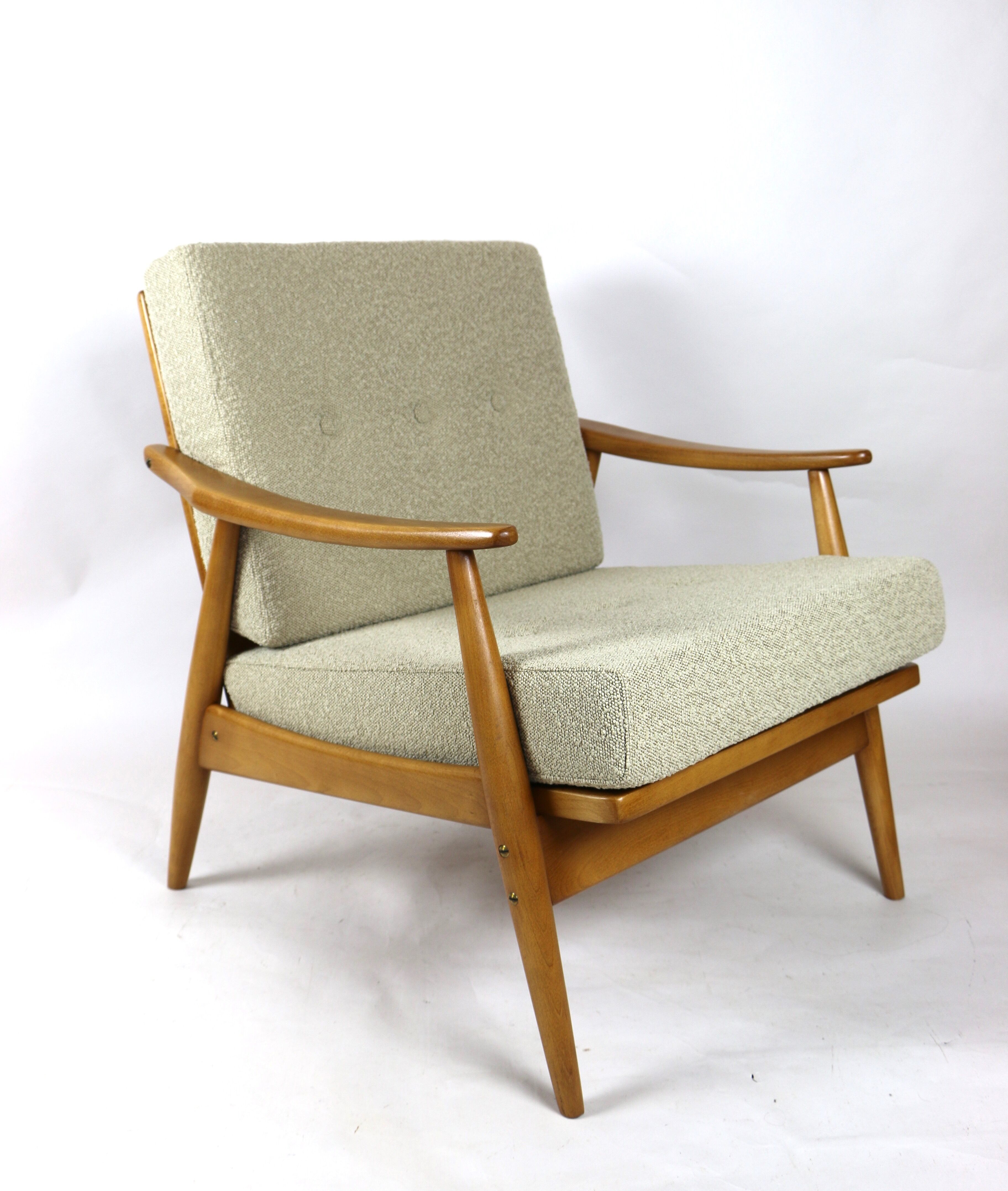 Beige boucle german bund armchair, 1970s