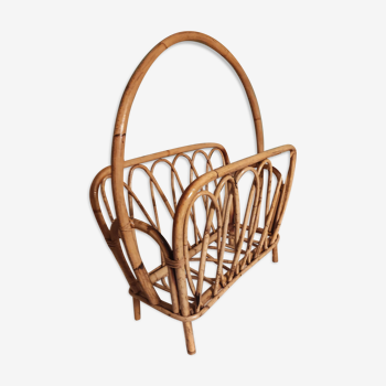 Vintage bamboo rattan magazine holder