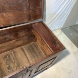 Antique rustic oak chest with original hardware and molded panels