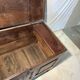 Antique rustic oak chest with original hardware and molded panels