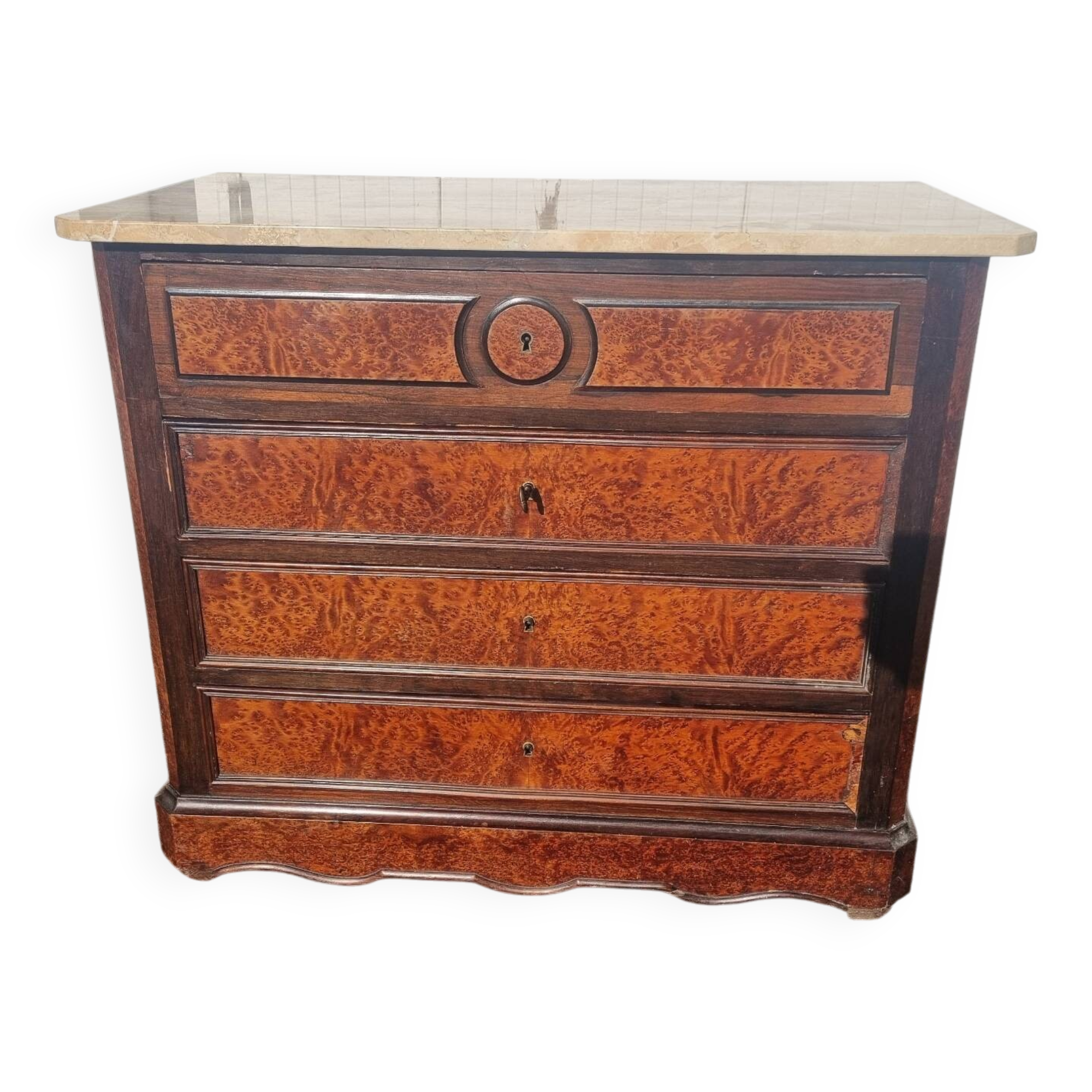 Napoleon III chest of drawers in mahogany and marble slab