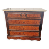 Napoleon III chest of drawers in mahogany and marble slab