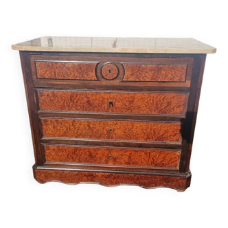 Commode Napoléon III acajou & plaque de marbre