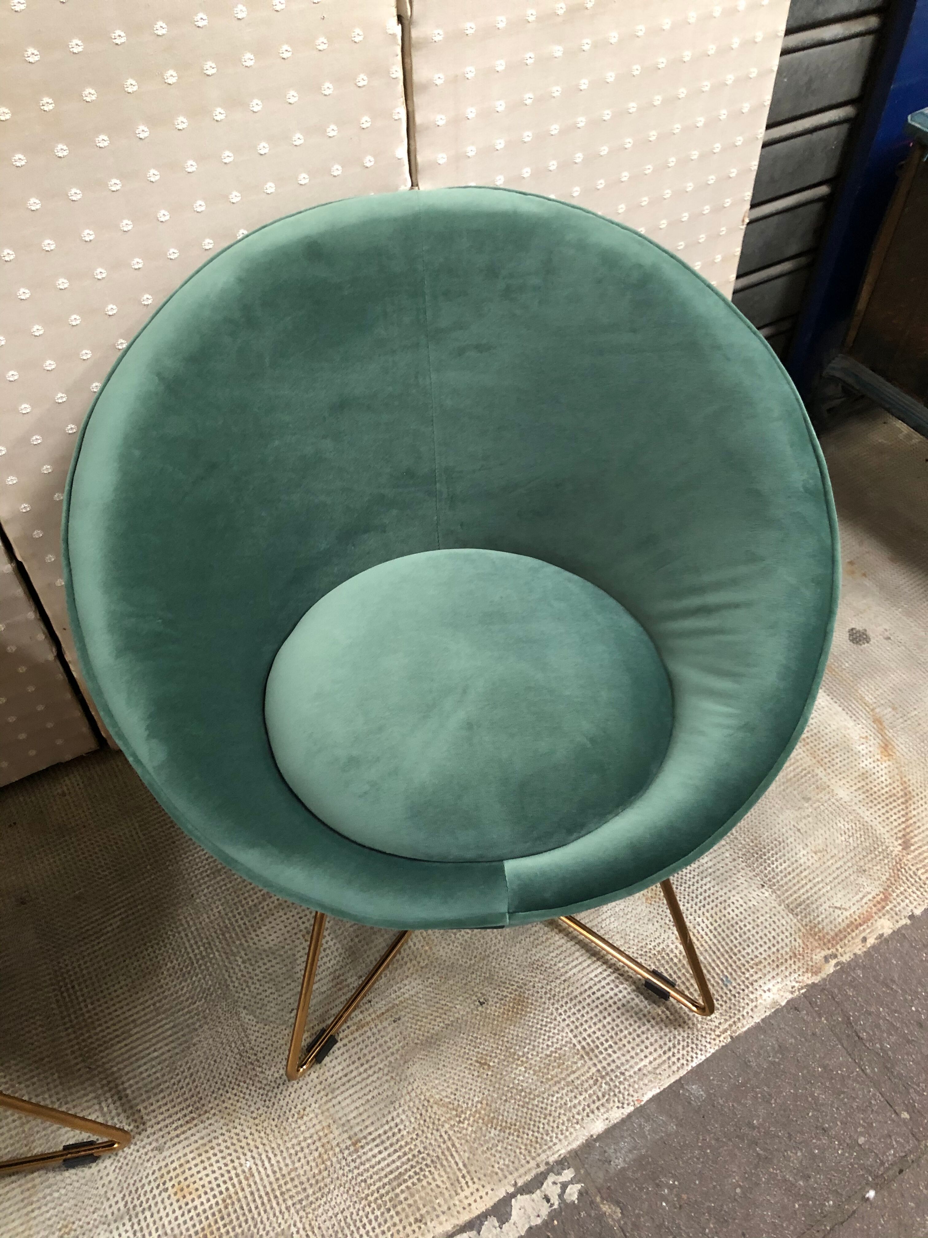 Pair of armchairs seated green velvet shell