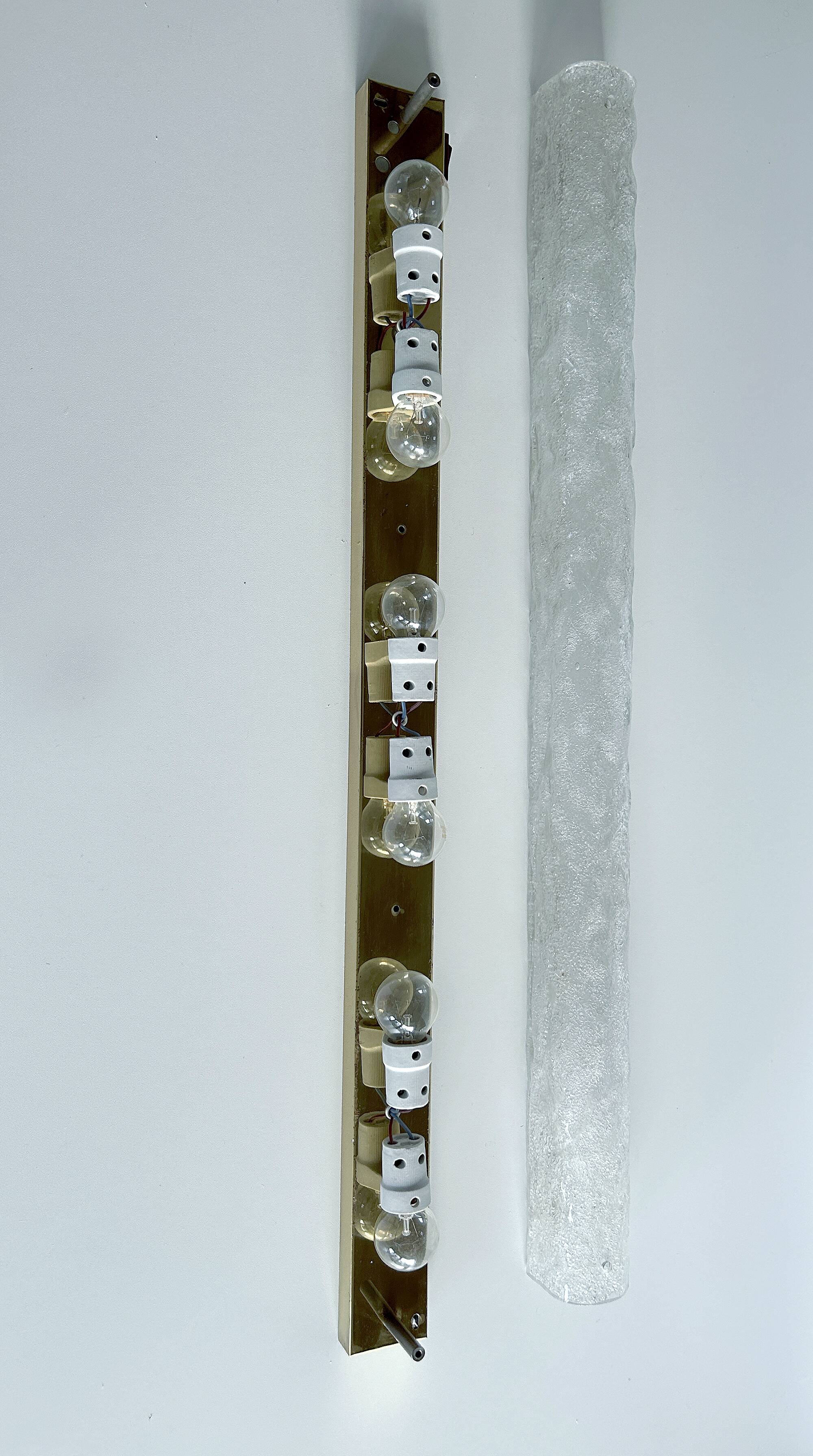 Large Vintage Murano Glass Brass Wall Lamp